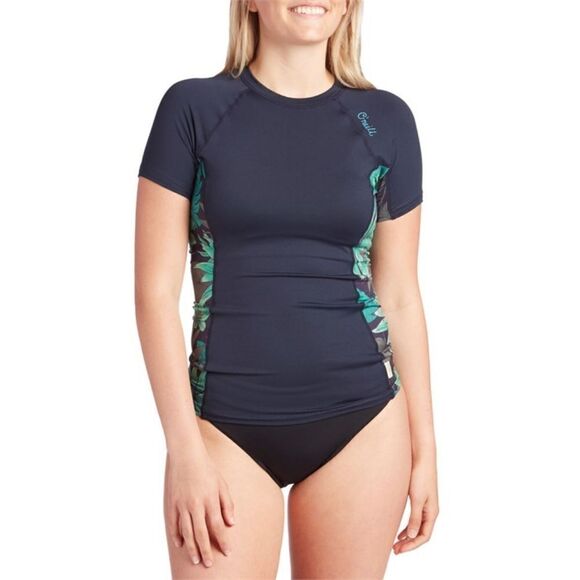 O'Neill 50+ UV Protection Blue Side Floral Print Short Sleeve Rash Guard Med NWT - Picture 1 of 7